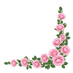 Elegant Pink Rose Vine Corner PNG  Transparent Background Floral Wedding Design