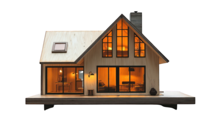 House in a box displayed on a white background