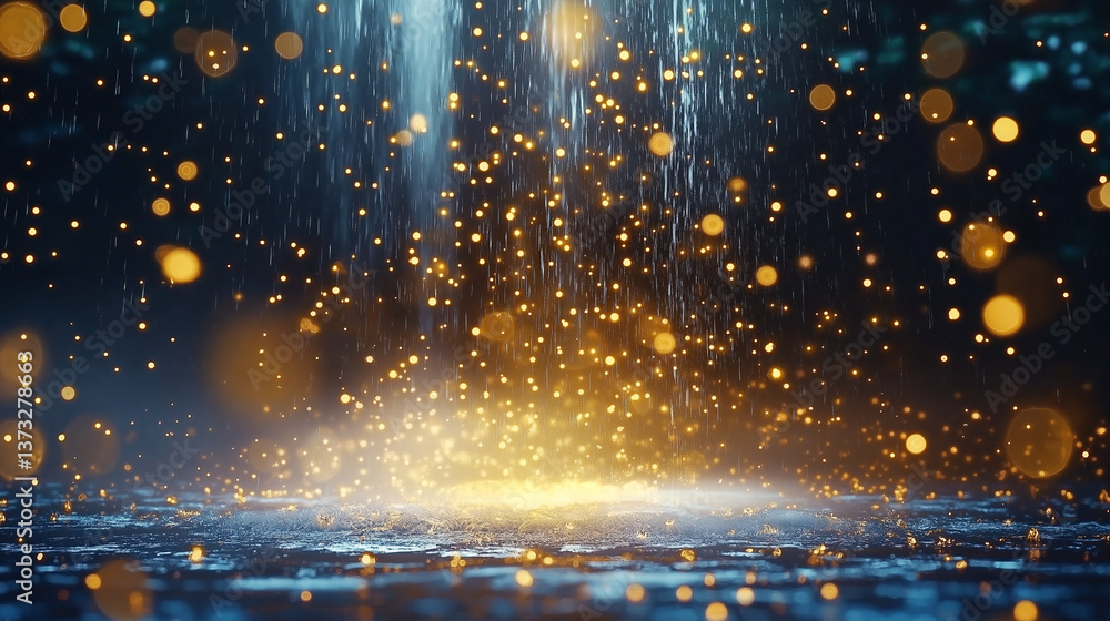 Aufkleber cosmic cascade: a mesmerizing abstract display of celestial wonder, featuring radiant, glowing parti
