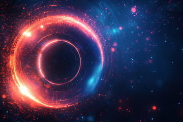 vibrant abstract background featuring glowing circular patterns in red and blue hues, creating sense of depth and motion, perfect for technology or digital themes