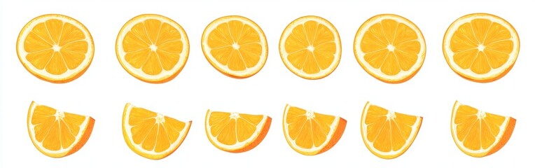 Obraz premium Bright Orange Slices on White Background