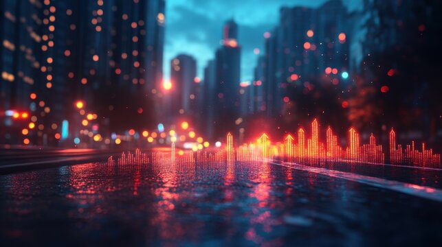 business arrow increase of success graph and growth stock market earnings financial on profit income background with diagram chart investment