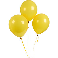 Yellow Balloons Isolated on Transparent Background