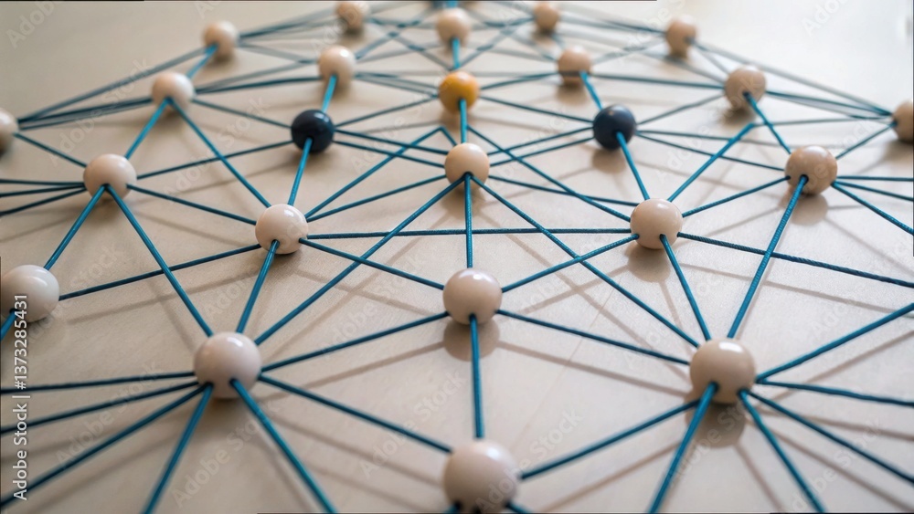 Poster Web of Language Tokens Connected by Blue Strings and White Nodes