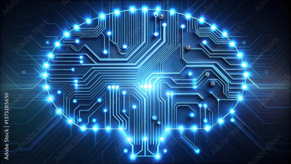 Aufkleber glowing circuit lines representing brain connections and flowing energy