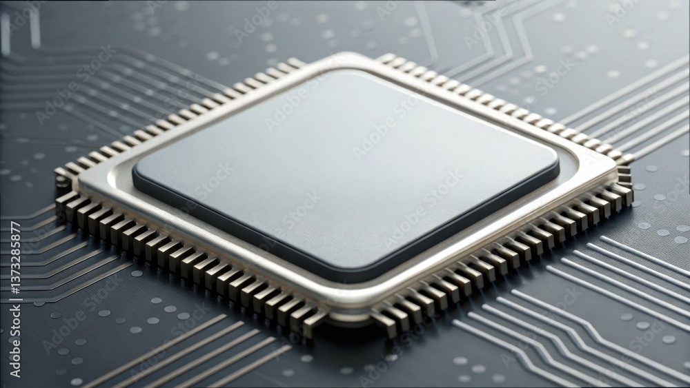 Aufkleber computer chip design with circuit board and speech bubble concept