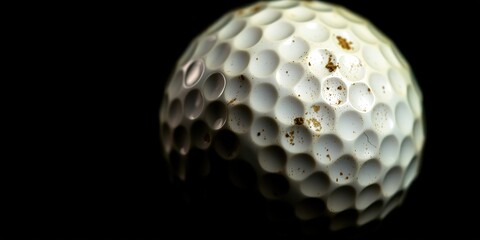 Worn Golf Ball Close-up on Dark Surface