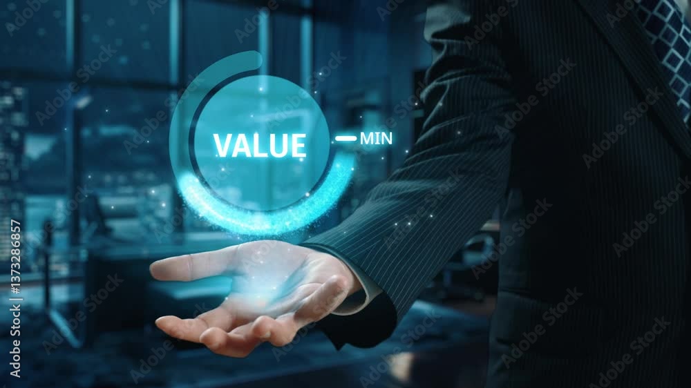 Poster business person leverages valuable erp systems, maximizing value and operational efficiency. focused