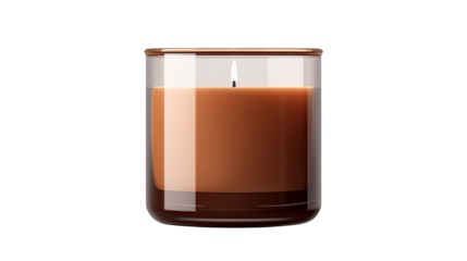 Lit candle in a glass jar against a black background view