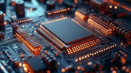 Obraz premium Vintage computer chip. Technology background