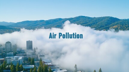 Fototapeta premium Cityscape shrouded in fog Air Pollution environmental impact urban smog