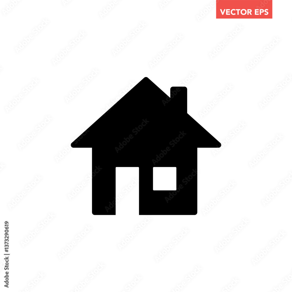 Poster black single house glyph icon, simple style real estate flat design concept pictogram vector for app