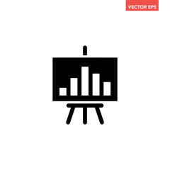 Black single financial presentation board icon, simple business analysis graph flat design pictogram vector for app ads web banner button ui ux interface elements isolated on white background