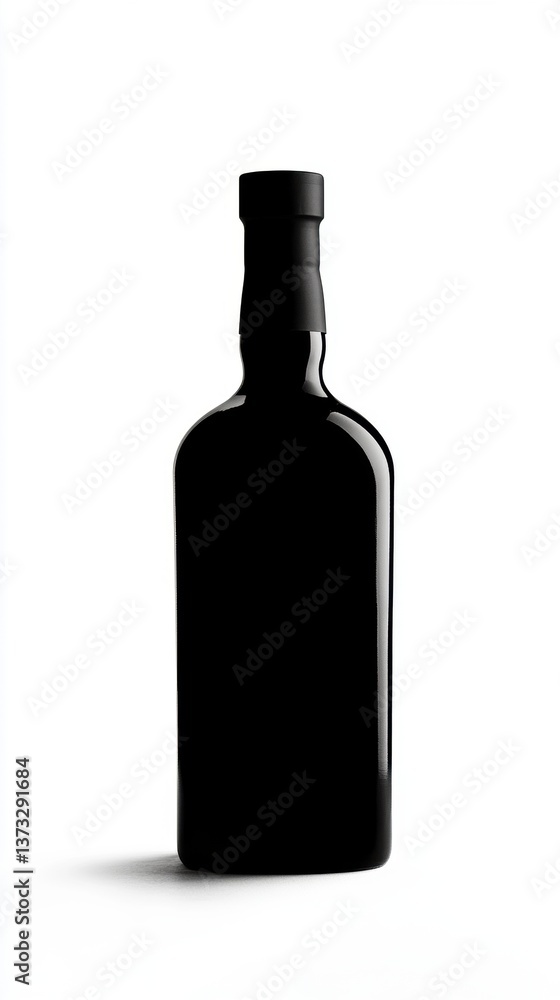 Poster a dark silhouette of a bottle, showcasing a minimalist design and emphasizing form over detail.