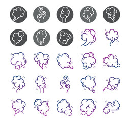 Set of smoke vector icons on a white background