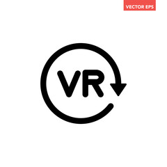 Black single round VR line icon, simple tech loading flat design vector pictogram vector for app ads logotype web website button ui ux interface elements isolated on white background