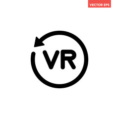 Black single round VR line icon, simple tech loading flat design vector pictogram vector for app ads logotype web website button ui ux interface elements isolated on white background