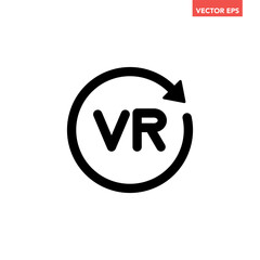 Black single round VR line icon, simple tech loading flat design vector pictogram vector for app ads logotype web website button ui ux interface elements isolated on white background