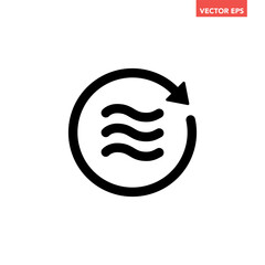 Black single air circulation balance line icon, sustainable wave flow emission flat design infographic pictogram vector for app logo ads web button ui interface elements isolated on white background