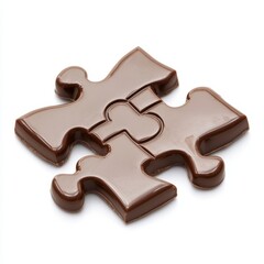 Interlocking Chocolate Puzzle Pieces on White Background