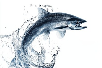 Obraz premium Monochrome Salmon Leaping from Water