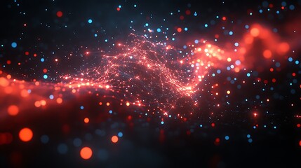 Fototapeta premium Abstract Polygonal Design with Blue and Red Light Effects