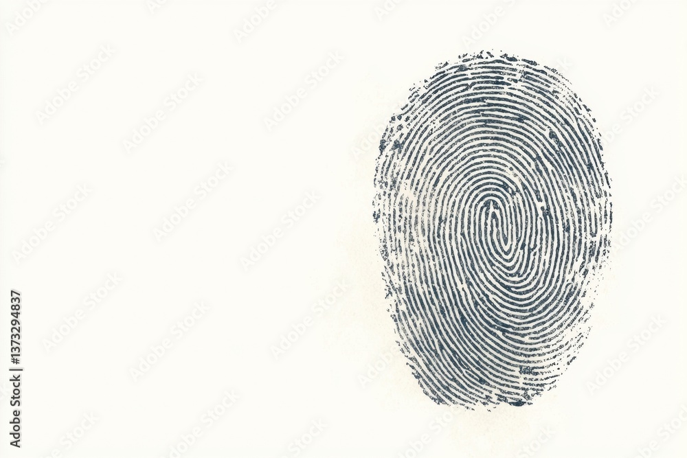 Poster a close-up of a fingerprint illustrating unique patterns, symbolizing identity and security on a neu