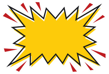 ギザギザ爆弾の四角吹き出しフレーム/黄色