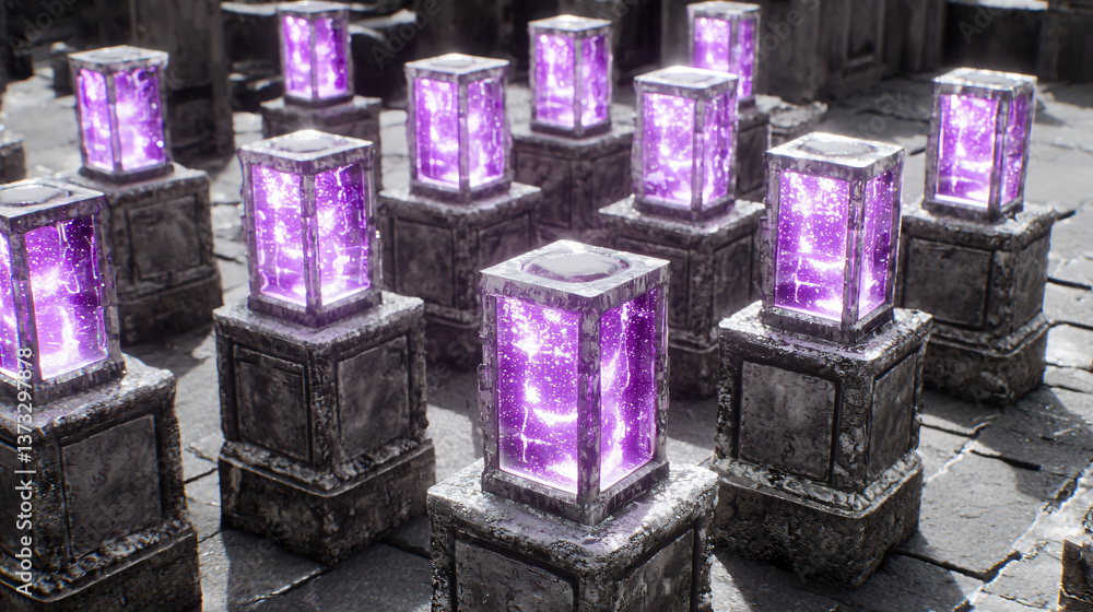 Poster mesmerizing display of purple lights creating a dreamlike and surreal atmosphere evoking a sense of 