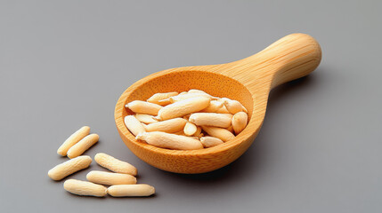 Hands-on learning experience featuring a wooden spoon full of peanuts in a wellness workshop focusing on natural remedies