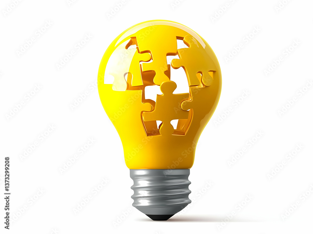 Poster a creative light bulb design featuring puzzle pieces that symbolize innovative ideas and problem-sol