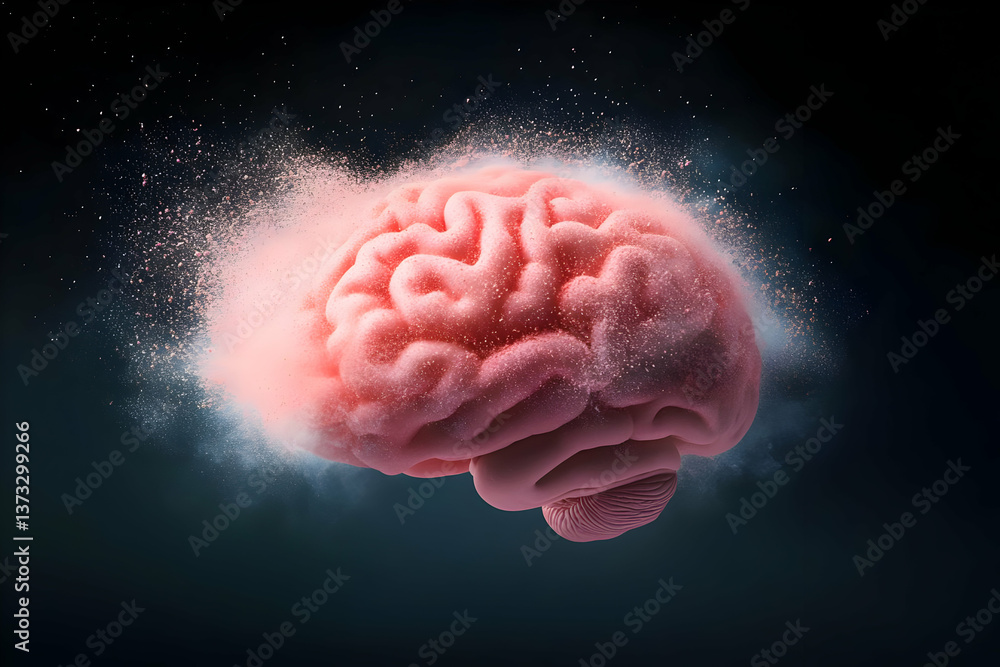Poster a creative representation of a brain, showcasing cognitive processes and the essence of thought in a