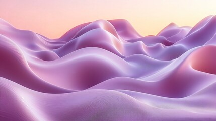 Obraz premium Fluid Movement of Soft Pink Waves Abstract Landscape Digital Art Serene Environment Aerial View Contemporary Concept