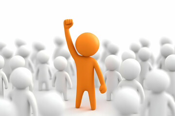 A determined figure stands out in a crowd, symbolizing leadership and advocacy for social change and empowerment.