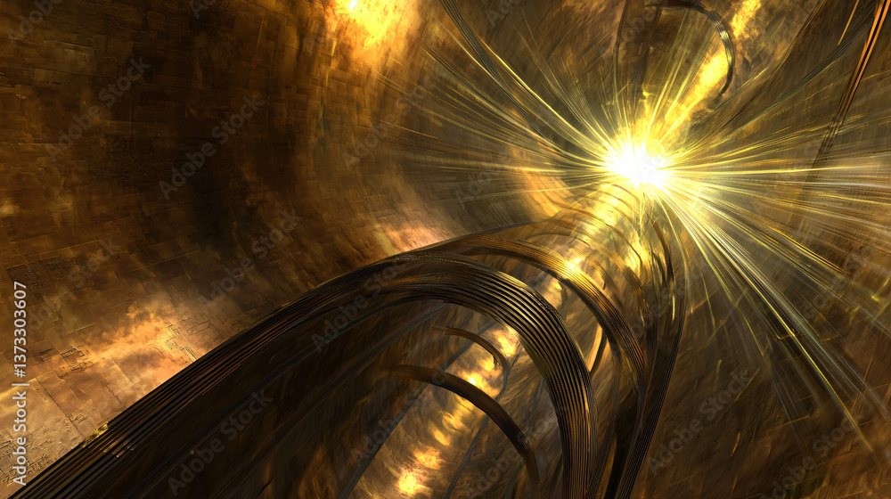 Poster surreal tunnel with light emitting from the depths creating a dreamlike atmosphere of infinite refle