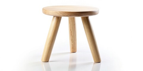 Minimalist Wooden Stool, Three-Legged Stool, Simple Design, Double Exposure Photography, Modern Furniture, Wood Stool Image