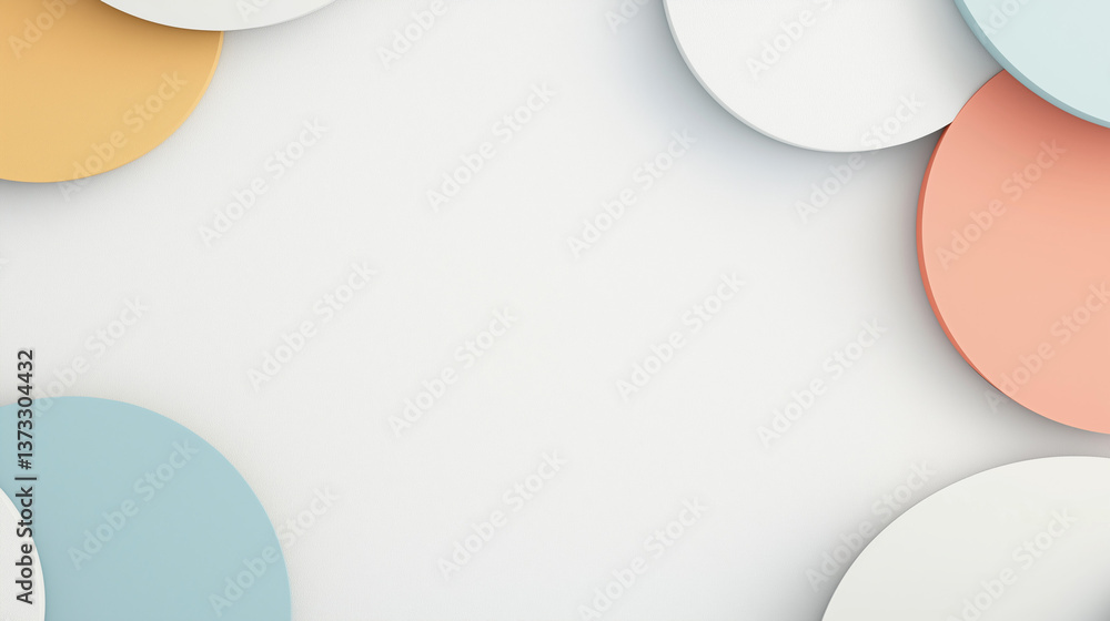 Aufkleber abstract circle composition: a minimalist geometric arrangement featuring pastel-colored circles sub