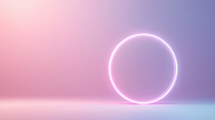 Fototapeta premium Glowing Ring: A luminescent circular light illuminates a smooth, gradient background with pastel colors, creating an abstract and modern design.