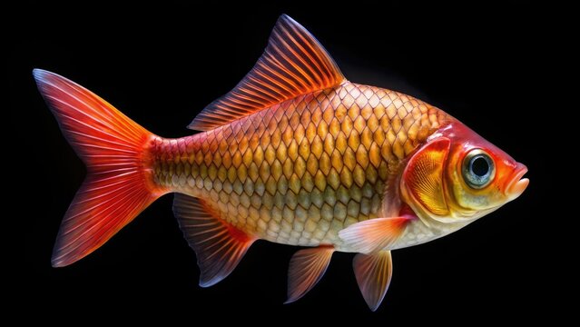 Rosy Barb Fish, Pethia Conchonius, High-Resolution Image, Black Background, Aquatic Life,  Fish Photography, Detailed Macro Shot