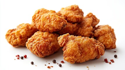 fried chicken or crispy kentucky isolted on white background delicious hot meal with fast food