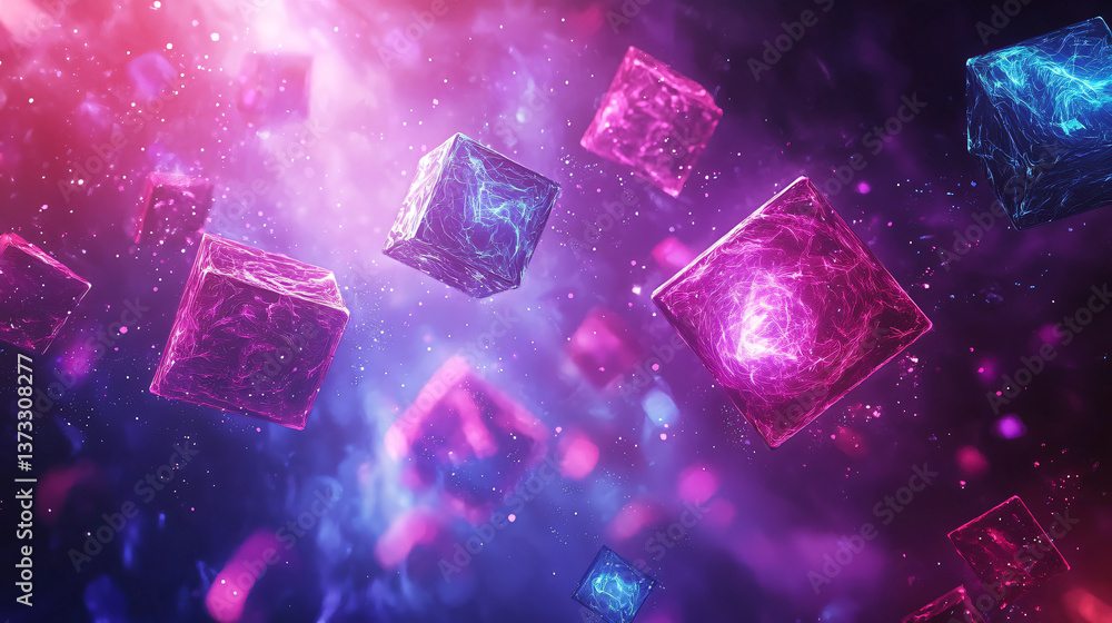 Aufkleber a vibrant collection of colorful cubes floating in the air creating a dreamlike and surreal environm