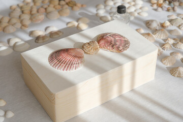 Handcrafted seashell jewelry box with marine-inspired design