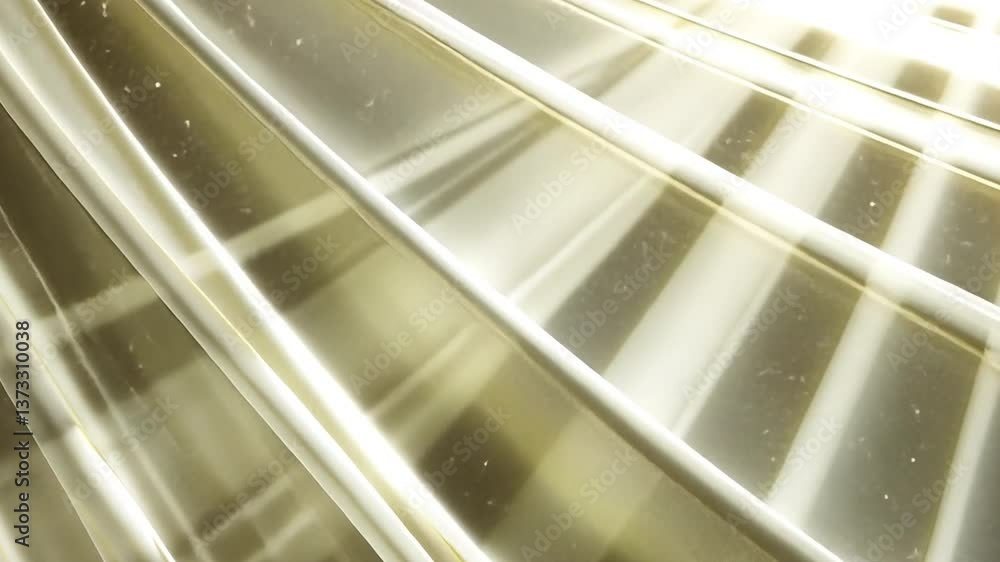 Poster translucent layers of light create elegant pattern, reflecting warm tones that evoke sense of calm. 