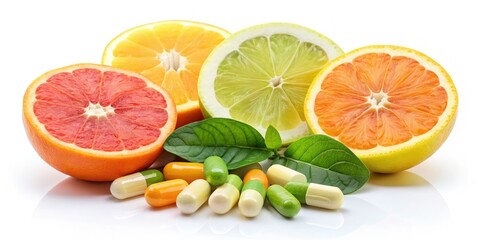 Fototapeta premium Vitamin C Supplements: Citrus Burst of Health - Images of Tablets & Capsules