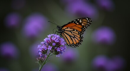 Fototapeta premium Monarch Butterfly on Purple Verbena