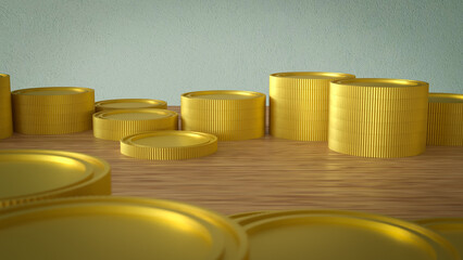 The Gold coins for Business concept 3d Rendering.