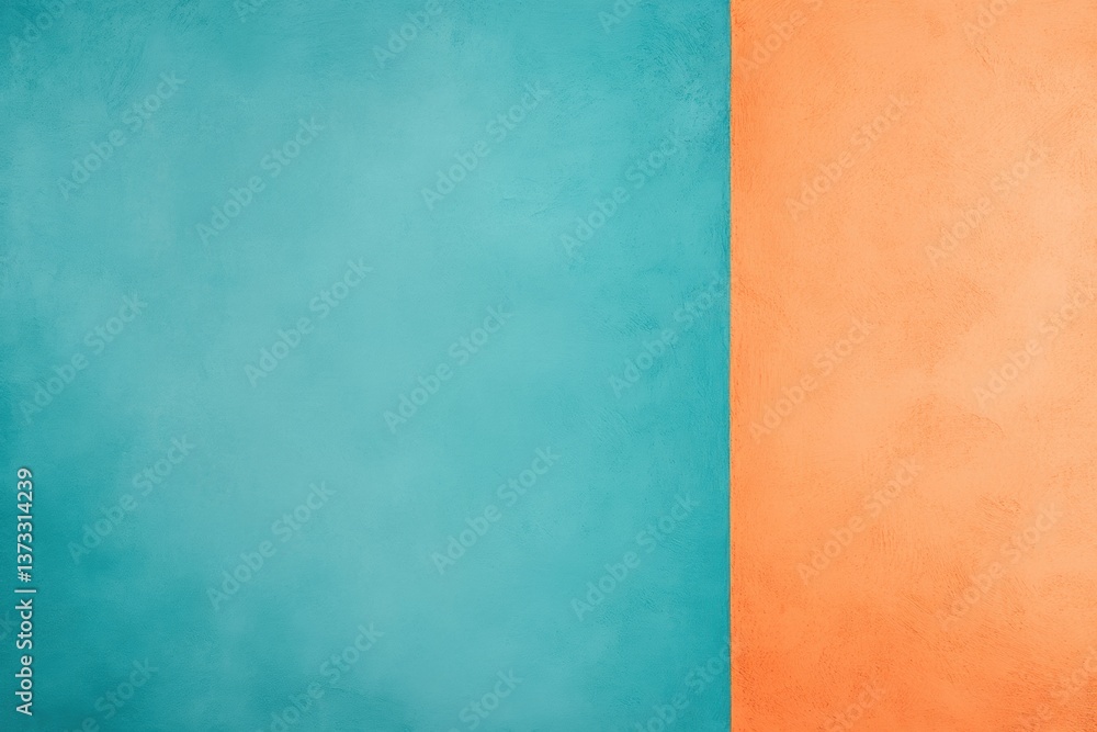 Poster a vibrant image featuring a turquoise background on one side and an orange background on the other, 