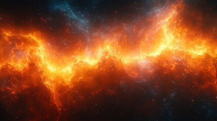 A long orange line in space with stars and a black background