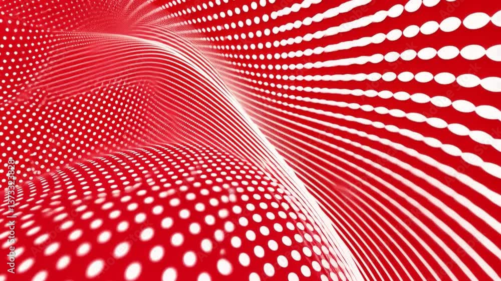 Poster dynamic abstract design red and white dots create movement and energy in modern pattern of flowing l