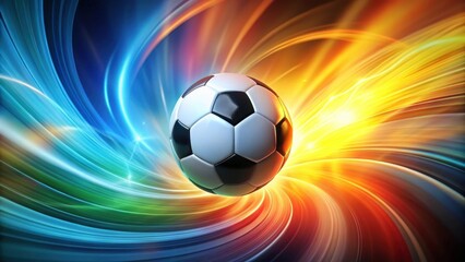 Obraz premium Dynamic Soccer Ball in a Whirlwind of Vibrant Color and Light